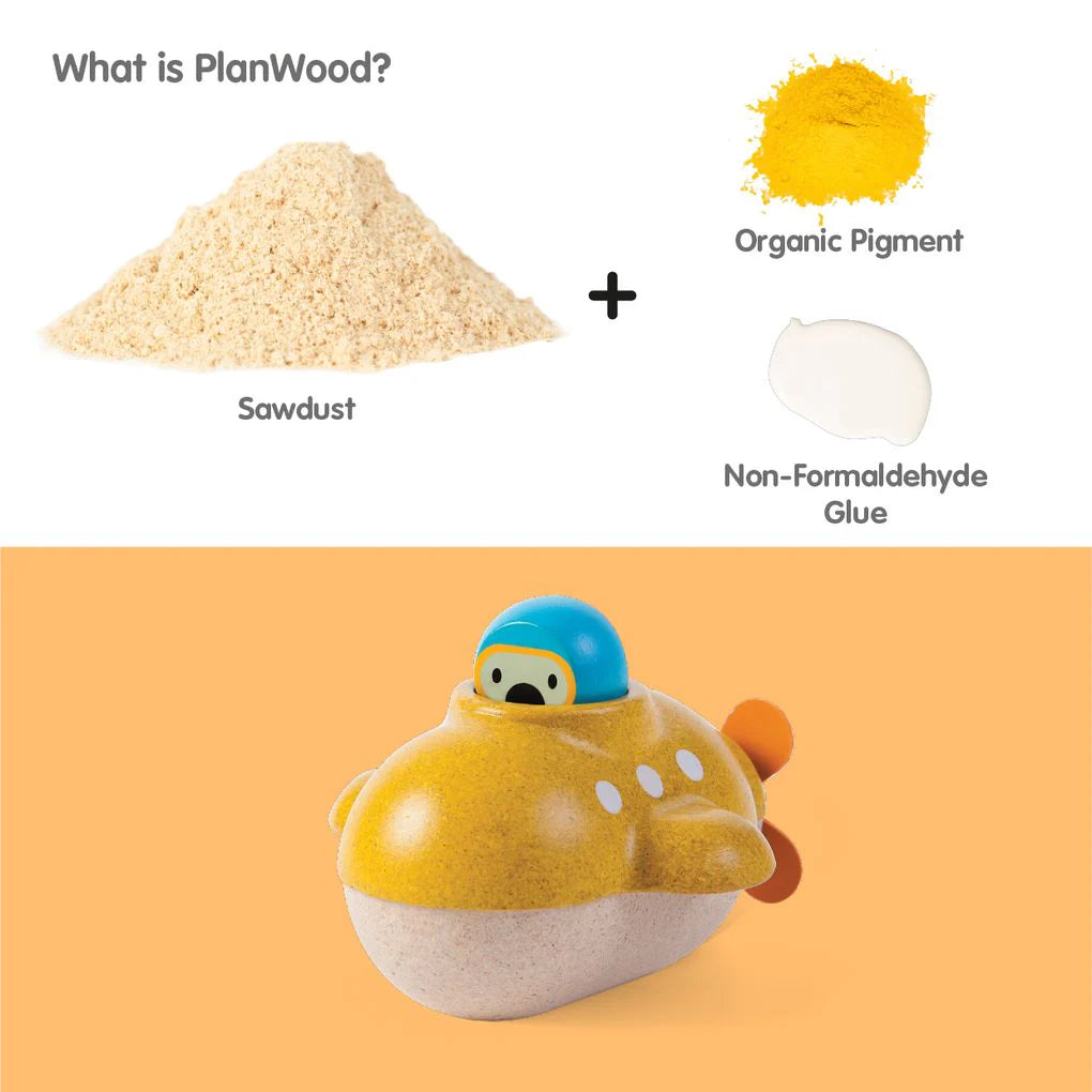 Plan Toys Rubberwood Submarine | | Plan Toys | Little Acorn to Mighty Oaks