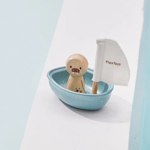 Plan Toys Rubberwood Sail Boat - Walrus | | Plan Toys | Little Acorn to Mighty Oaks