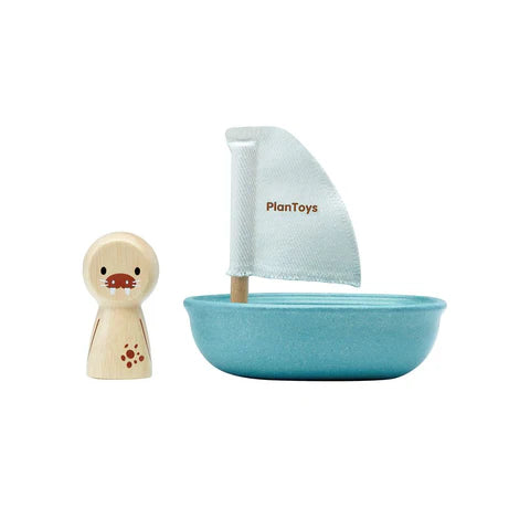 Plan Toys Rubberwood Sail Boat - Walrus | | Plan Toys | Little Acorn to Mighty Oaks