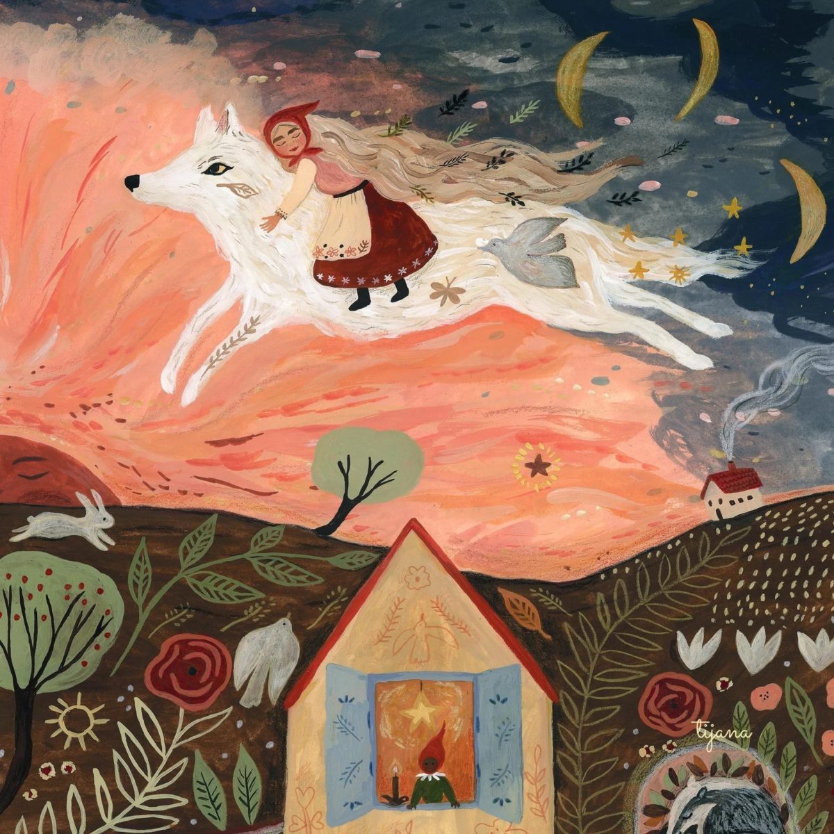 Tijana Draws - Girl and the Wolf Silhouette | Toy | Toverlux | Little Acorn to Mighty Oaks