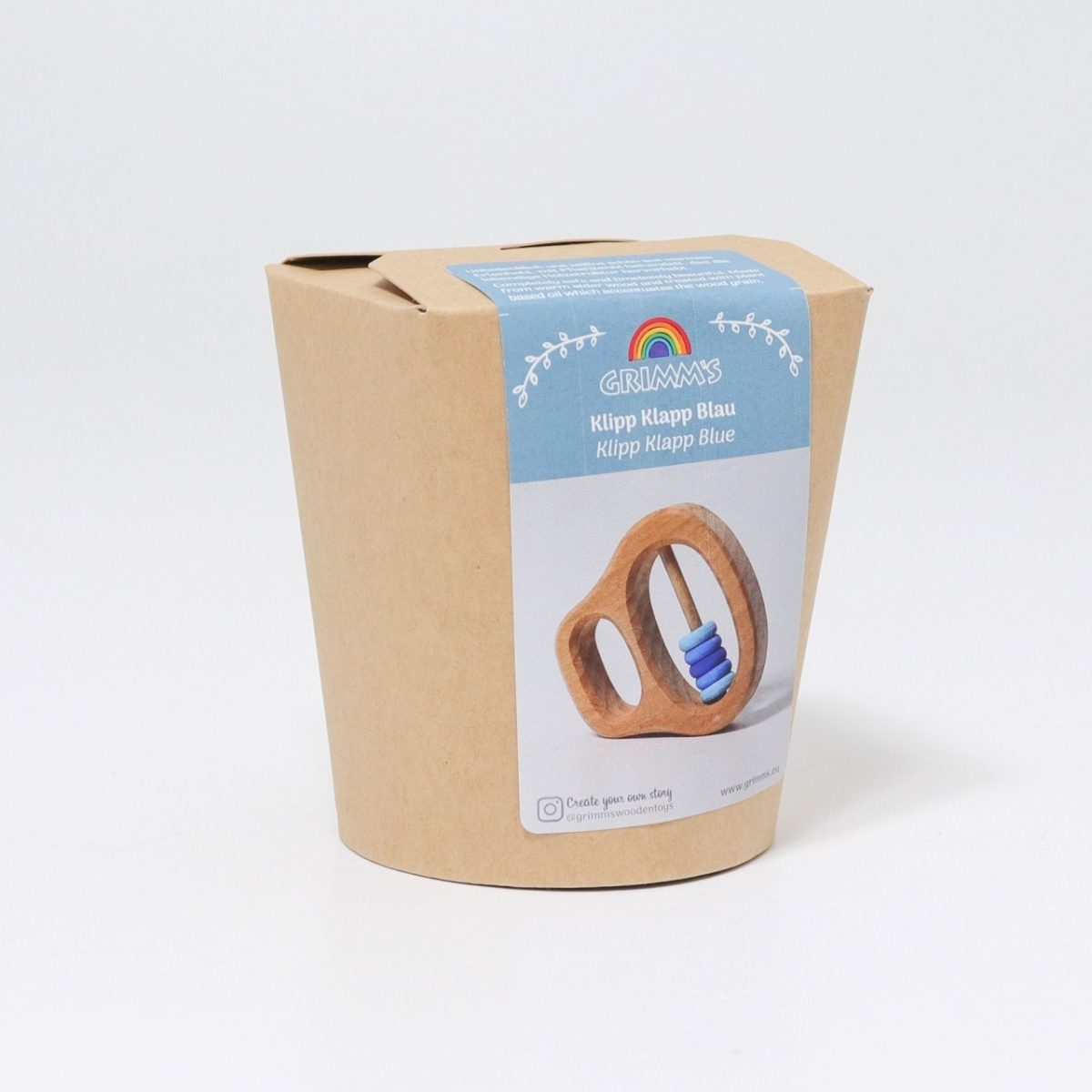 Grimm's Klipp Klapp Blue Rattle | | Grimm's Spiel and Holz | Little Acorn to Mighty Oaks