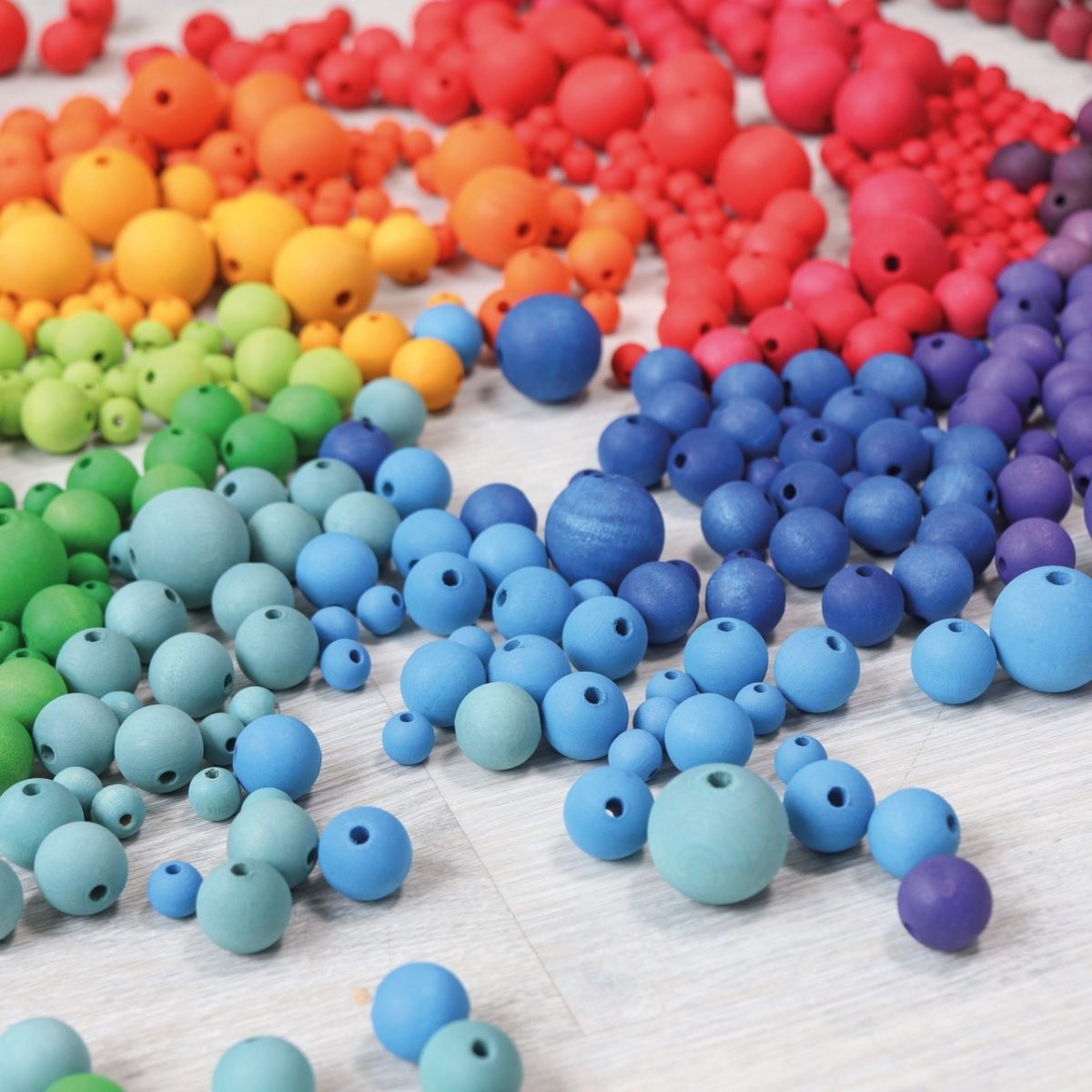 Grimm's 12mm Wooden Rainbow Beads - 120 pack | | Grimm's Spiel and Holz | Little Acorn to Mighty Oaks
