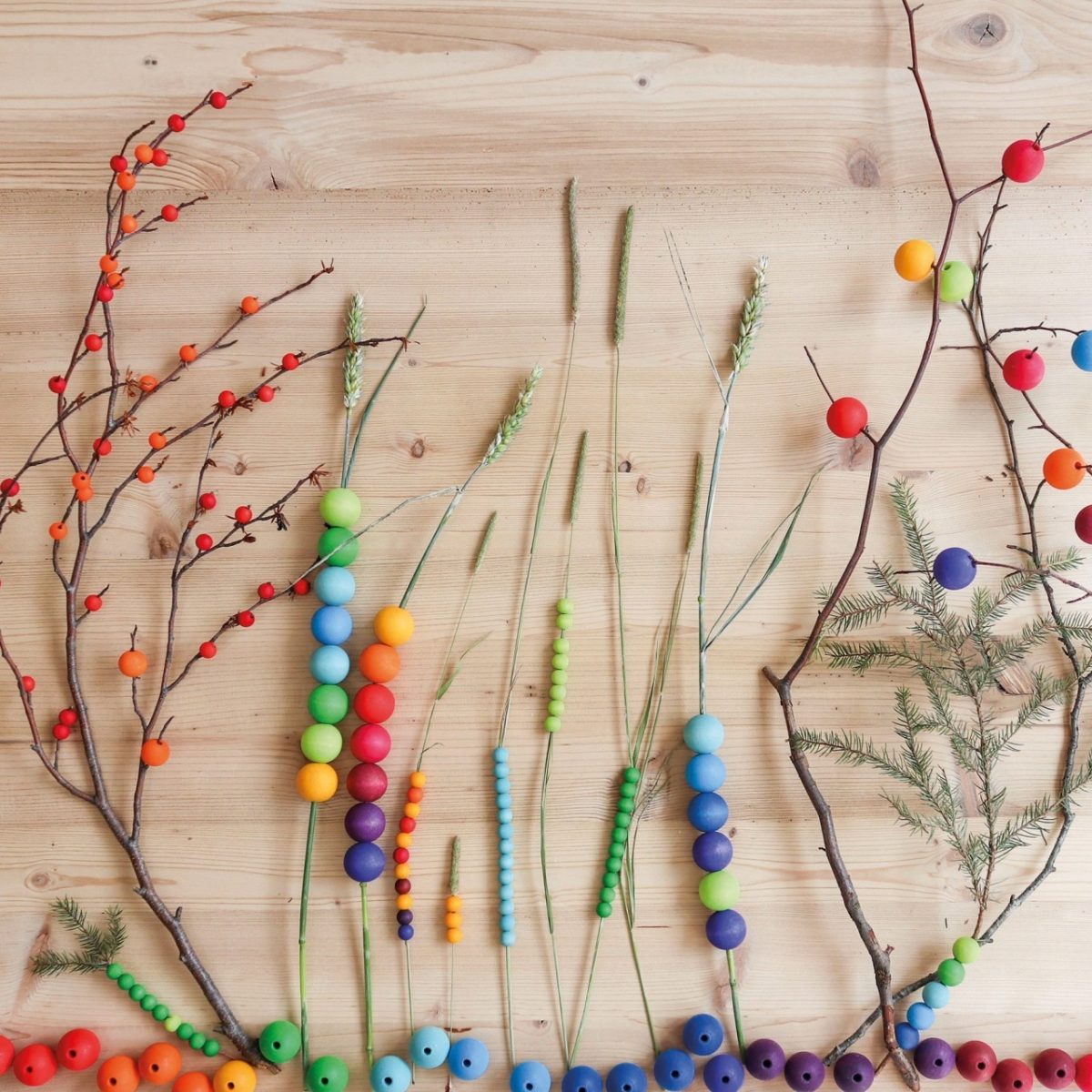 Grimm's 20mm Wooden Rainbow Beads - 60 pack | | Grimm's Spiel and Holz | Little Acorn to Mighty Oaks