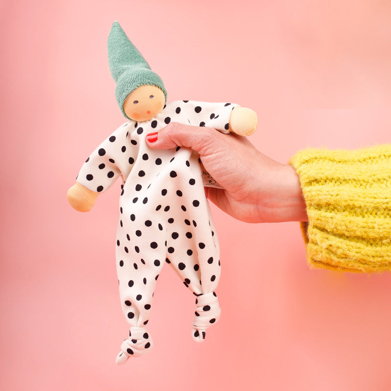 Nanchen Organic Waldorf Blanket Doll - Sage Polka Dot | | Nanchen | Little Acorn to Mighty Oaks