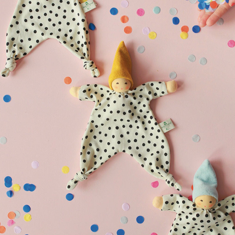 Nanchen Organic Waldorf Blanket Doll - Mustard Polka Dot | | Nanchen | Little Acorn to Mighty Oaks
