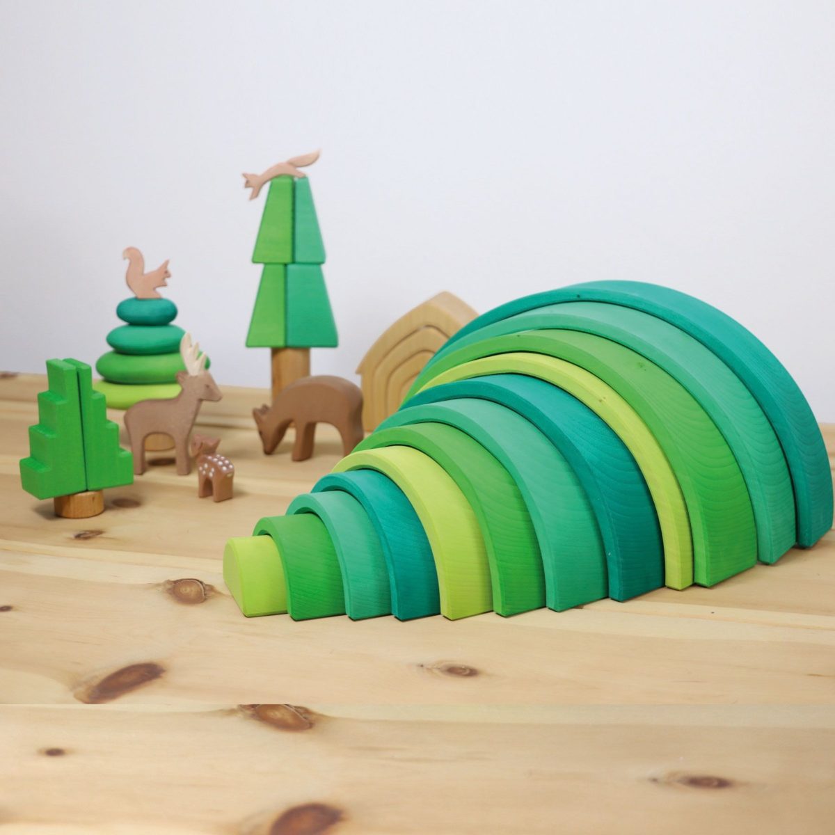 Grimm's 12 piece Rainbow - Forest Green | | Grimm's Spiel and Holz | Little Acorn to Mighty Oaks