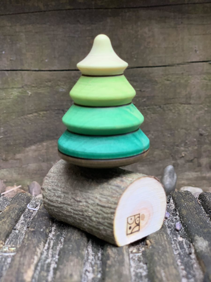 Mader Tree Spinning Top with Branch Stand | Toy | Mader Kreiselmanufaktur | Little Acorn to Mighty Oaks