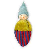 Nanchen Organic Waldorf Doll - Clown Rattle Red and Blue Striped - 17cm | | Nanchen | Little Acorn to Mighty Oaks