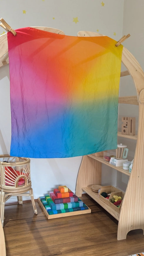 Play Silkies Rainbow Playsilk - 35 x 35 inch | | Play Silkies | Little Acorn to Mighty Oaks