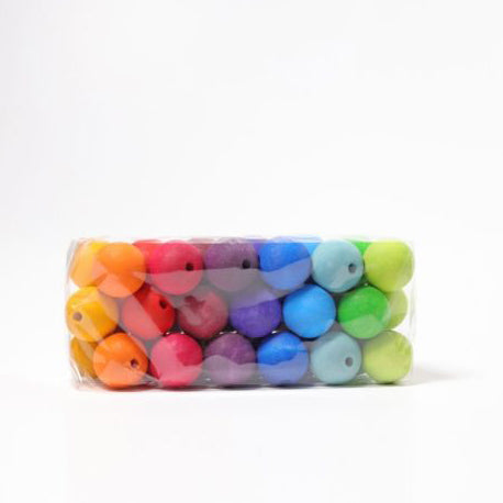 Grimm's 30mm Wooden Rainbow Beads - 36 pack | | Grimm's Spiel and Holz | Little Acorn to Mighty Oaks