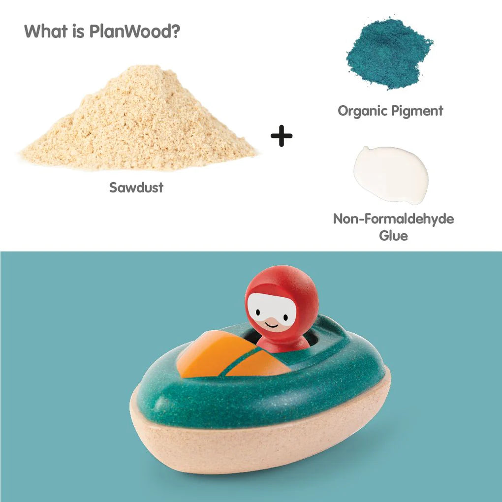 Plan Toys Rubberwood Speed Boat | | Plan Toys | Little Acorn to Mighty Oaks