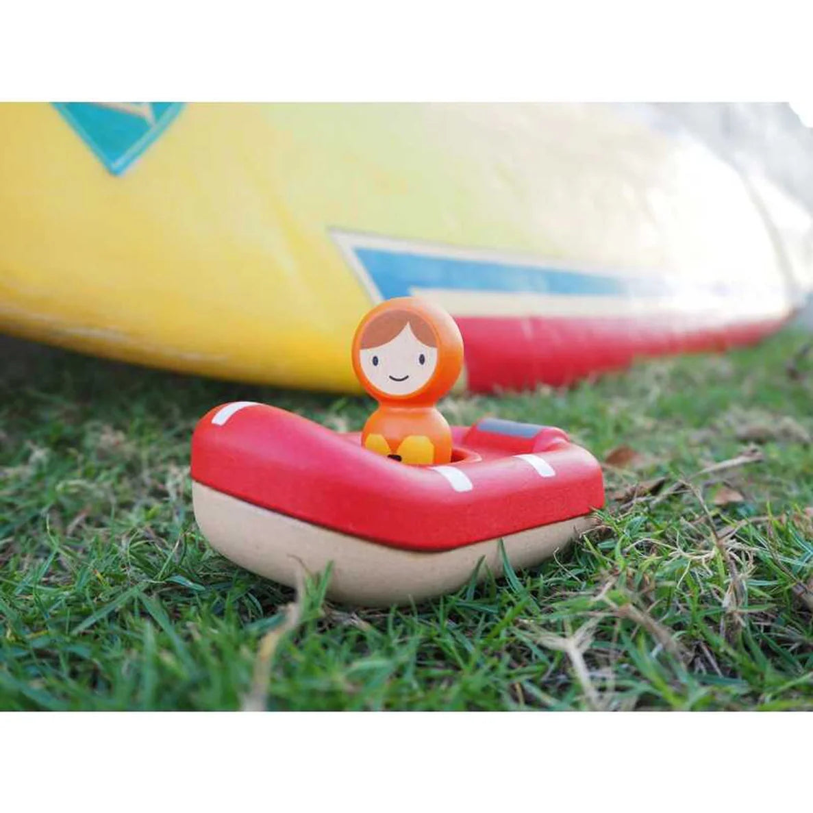 Plan Toys Rubberwood Coast Guard Boat | | Plan Toys | Little Acorn to Mighty Oaks