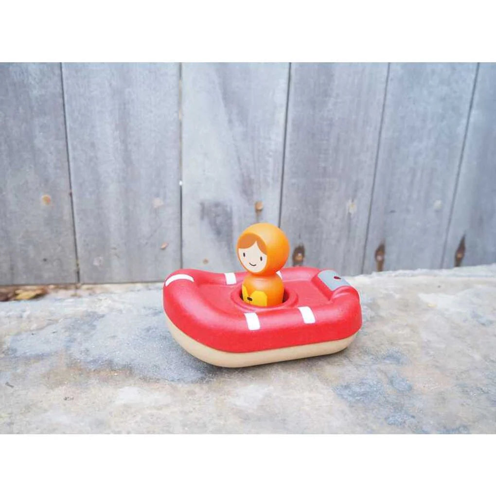 Plan Toys Rubberwood Coast Guard Boat | | Plan Toys | Little Acorn to Mighty Oaks