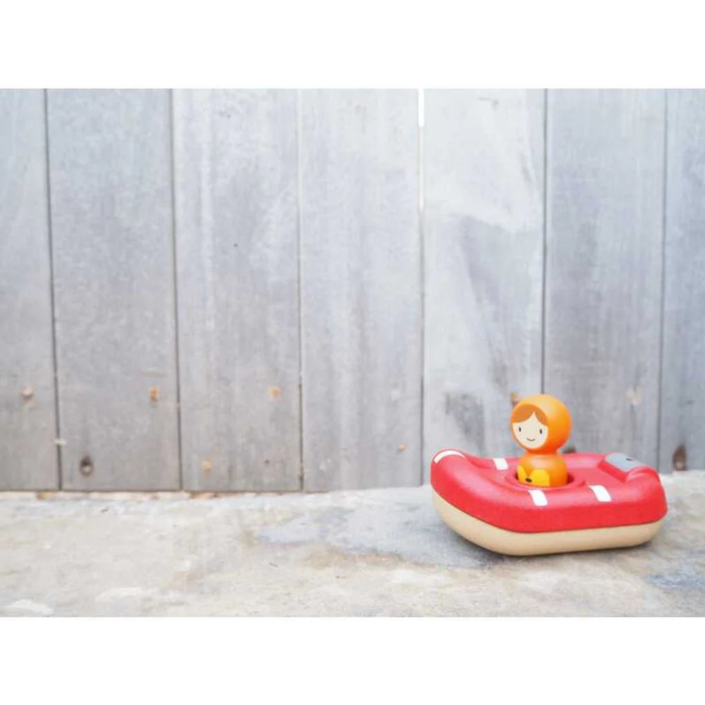 Plan Toys Rubberwood Coast Guard Boat | | Plan Toys | Little Acorn to Mighty Oaks