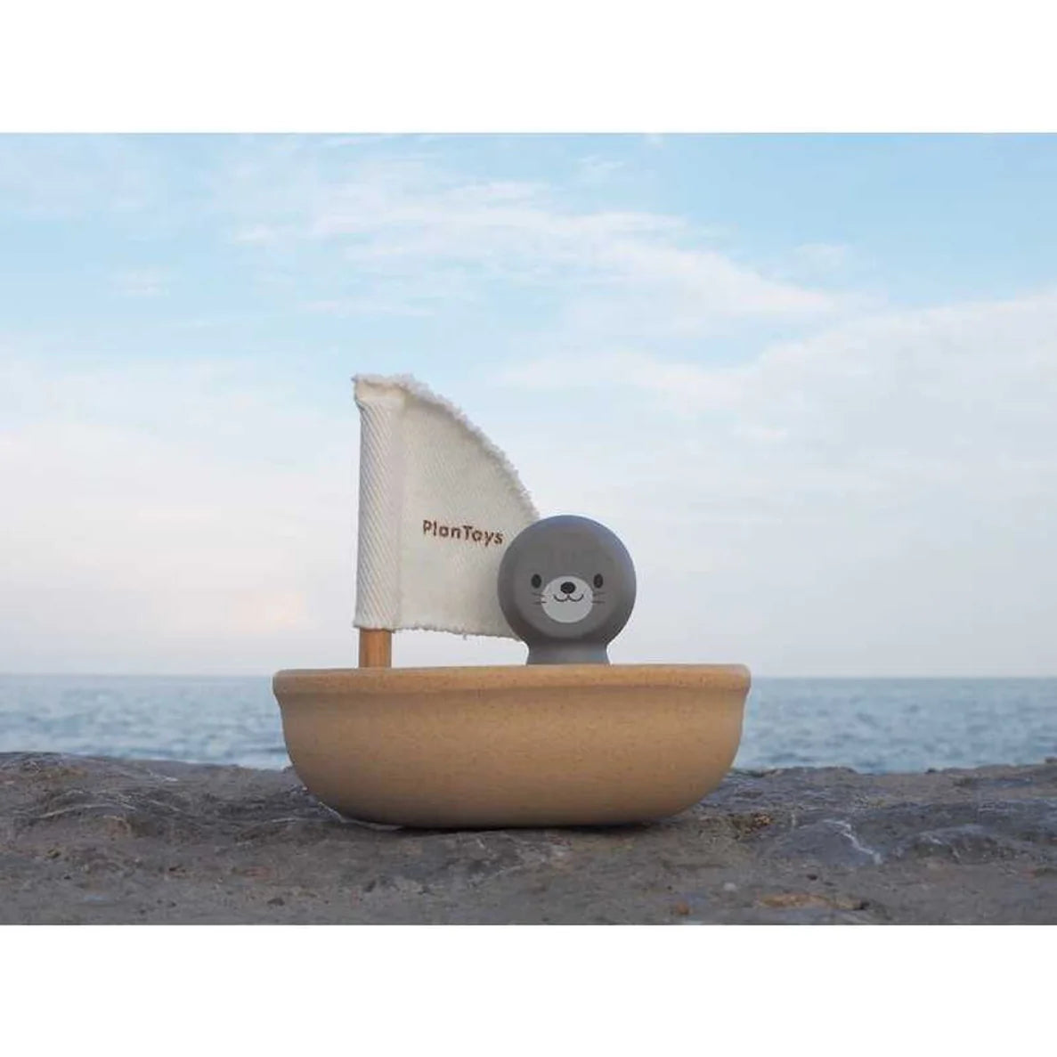 Plan Toys Rubberwood Sail Boat - Seal | | Plan Toys | Little Acorn to Mighty Oaks