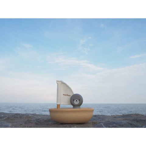 Plan Toys Rubberwood Sail Boat - Seal