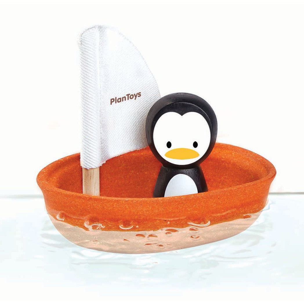 Plan Toys Rubberwood Sail Boat - Penguin | | Plan Toys | Little Acorn to Mighty Oaks