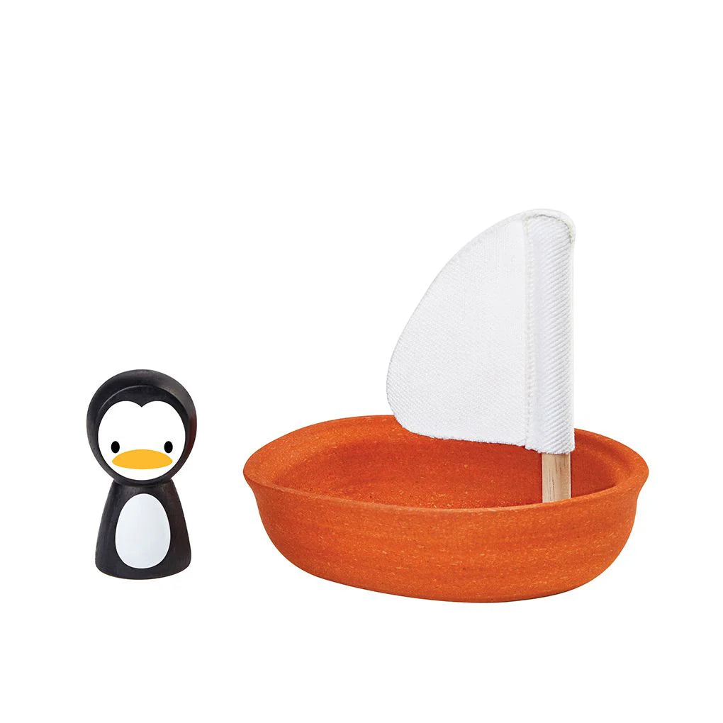 Plan Toys Rubberwood Sail Boat - Penguin | | Plan Toys | Little Acorn to Mighty Oaks