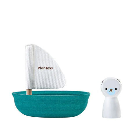 Plan Toys Rubberwood Sail Boat - Polar Bear