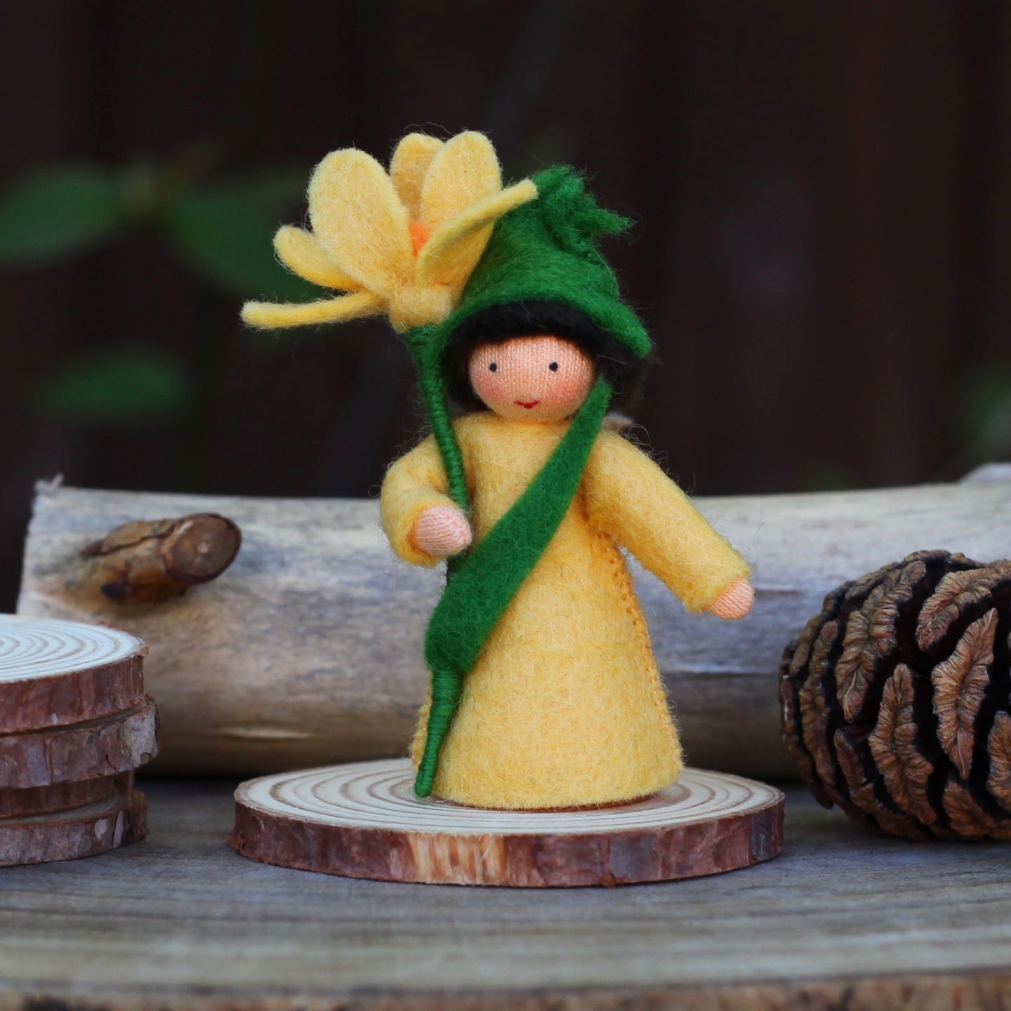 Ambrosius Fairy - Yellow Crocus in Hand (Dark Hair) | | Ambrosius Dolls | Little Acorn to Mighty Oaks