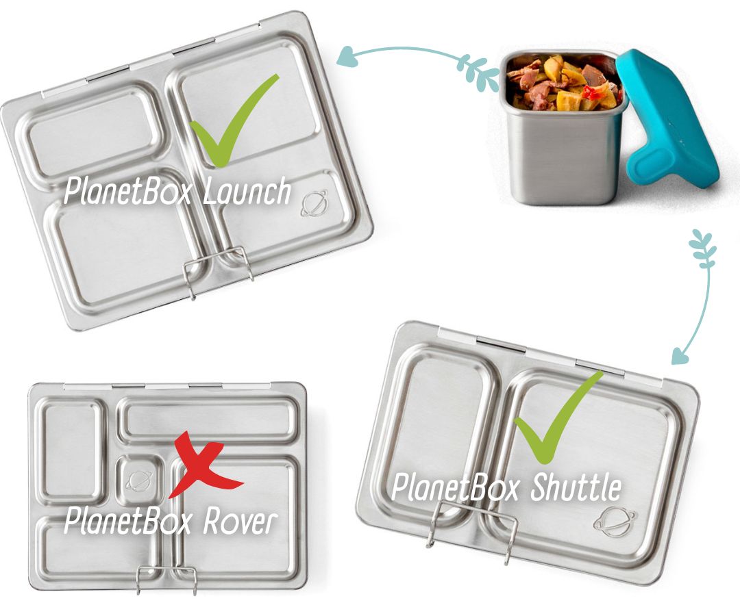 PlanetBox Stainless Steel Little Square Dipper 2.4oz - Cloudy Day | | PlanetBox | Little Acorn to Mighty Oaks