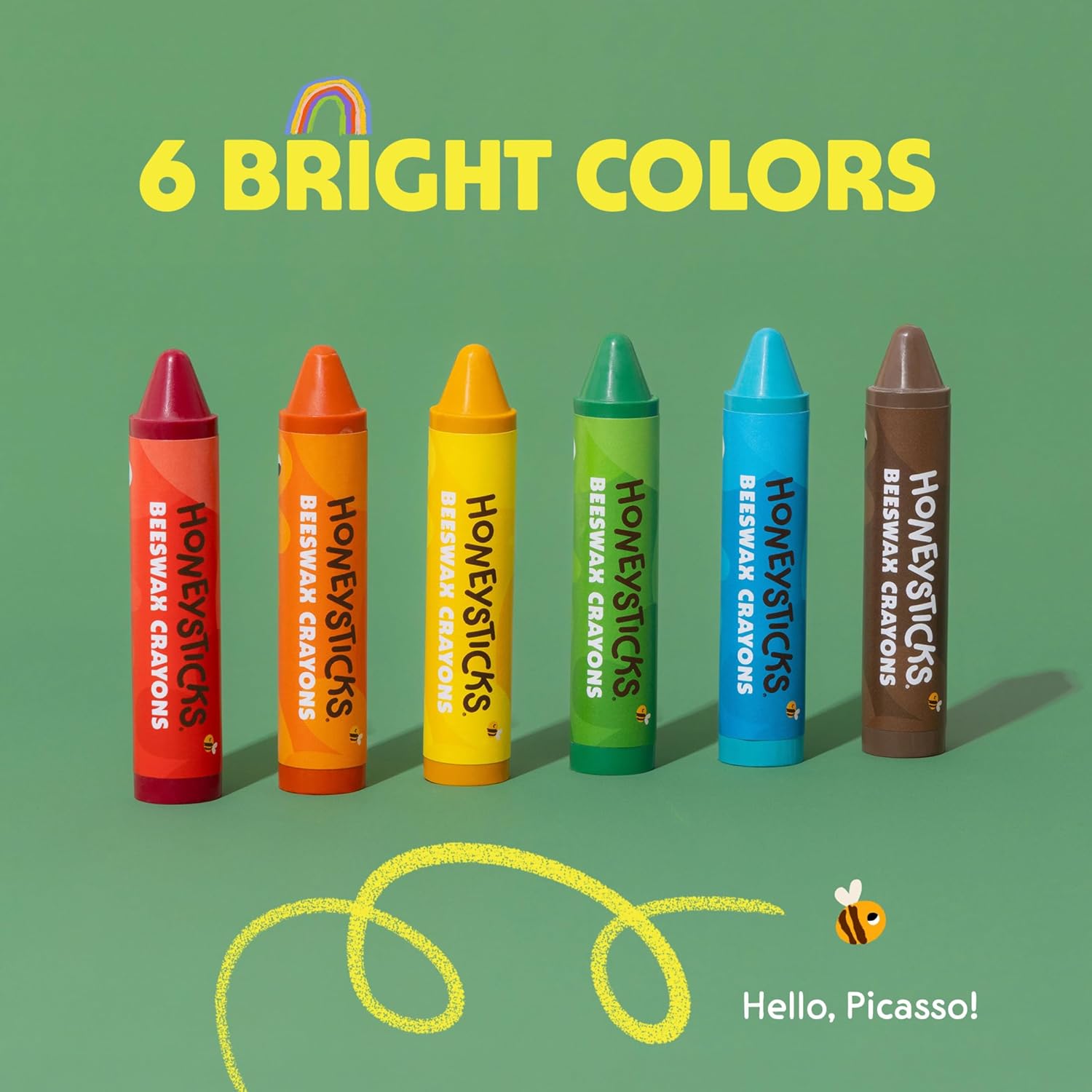 Honeysticks Beeswax Crayons - Super Jumbos 6 Pack – Stage 2 Crayons | | Honeysticks | Little Acorn to Mighty Oaks