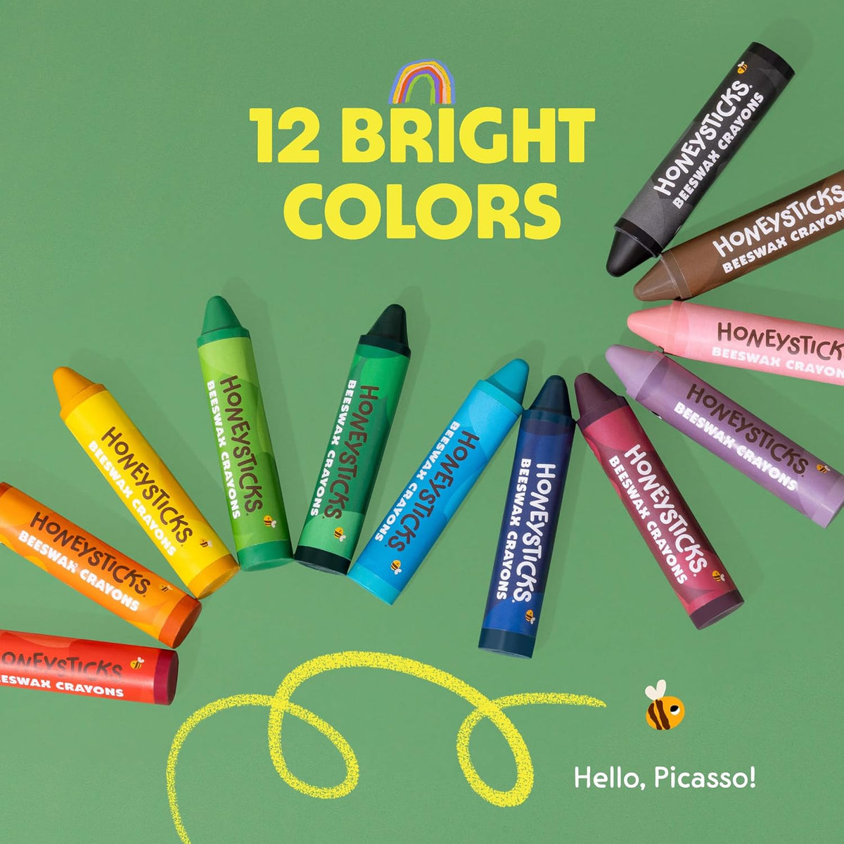 Honeysticks Beeswax Crayons - Super Jumbos 12 Pack - Stage 2 Crayons | | Honeysticks | Little Acorn to Mighty Oaks