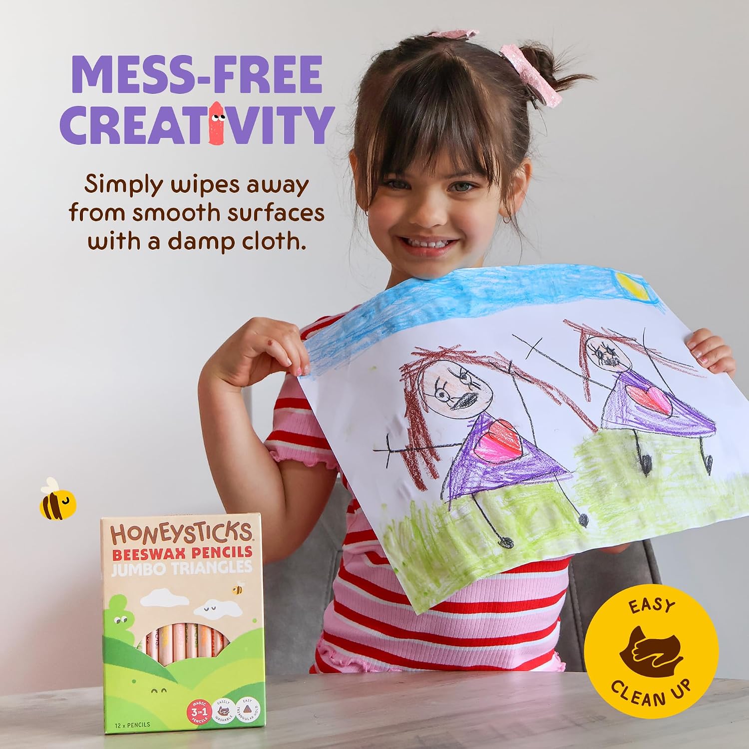 Honeysticks Magic 3-in-1 Beeswax Pencils Jumbo Triangles 12pk - Stage 3