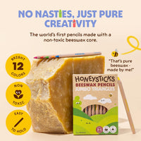 Honeysticks Magic 3-in-1 Beeswax Pencils Jumbo Triangles 12pk - Stage 3 | | Honeysticks | Little Acorn to Mighty Oaks