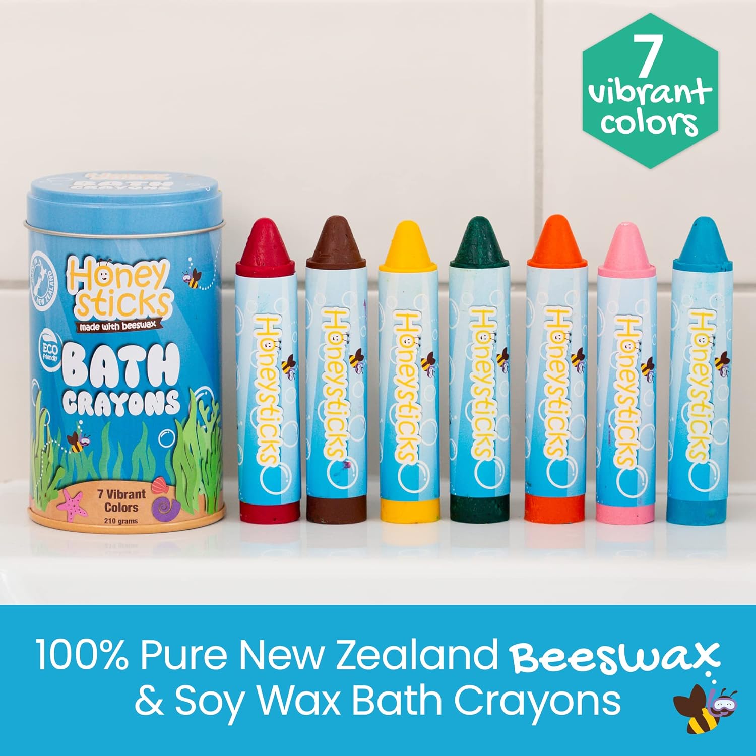 Honeysticks Beeswax Bath Crayons - Super Jumbo 7 Pack | | Honeysticks | Little Acorn to Mighty Oaks