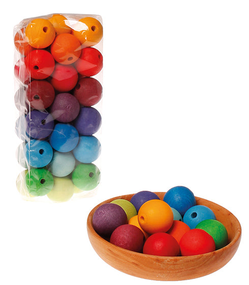 Grimm's 36 Large Wooden Beads - 30mm | | Grimm's Spiel and Holz | Little Acorn to Mighty Oaks