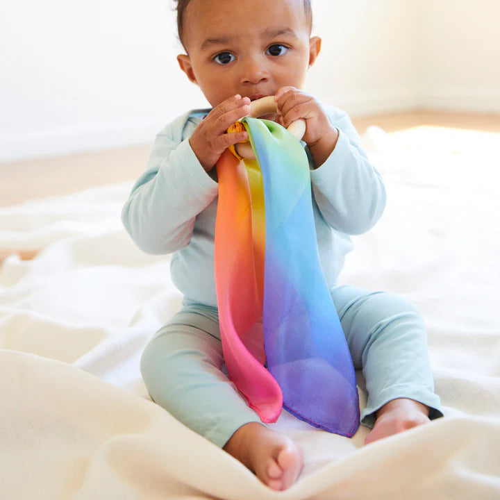 Sarah's Silks Silk and Wood Teether - Rainbow | | Sarah's Silks | Little Acorn to Mighty Oaks