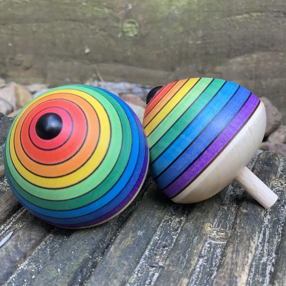 Mader 'Egg' Spinning Top - Rainbow | Toy | Mader Kreiselmanufaktur | Little Acorn to Mighty Oaks