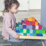 Grimm's Large Stepped Pyramid – 100 Rainbow Wooden Blocks | | Grimm's Spiel and Holz | Little Acorn to Mighty Oaks