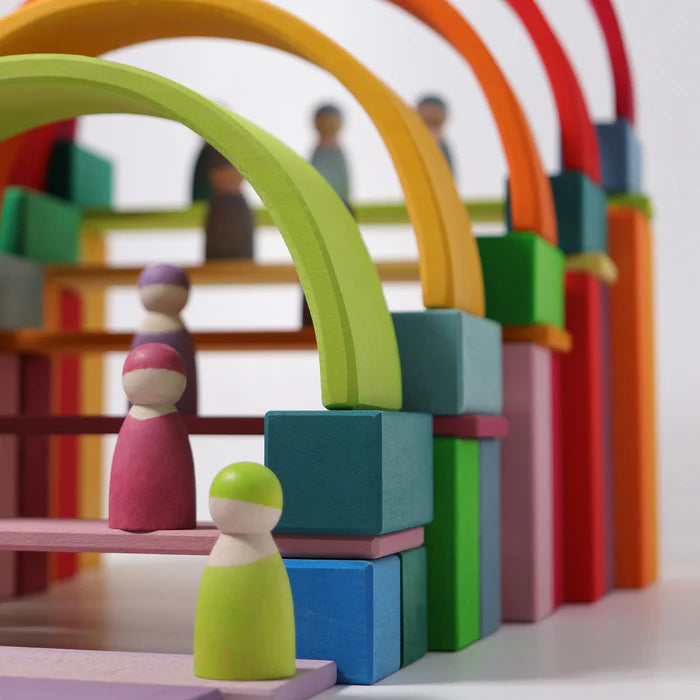 Grimm's Large Stepped Pyramid – 100 Rainbow Wooden Blocks | | Grimm's Spiel and Holz | Little Acorn to Mighty Oaks
