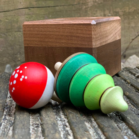 Mader Woodland Music Box with Spinning Tops - Happy Birthday Tune