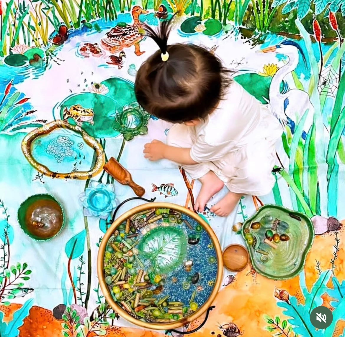 Wonderie - Down by the Pond Organic Cotton Play Cloth - 1m x 1m