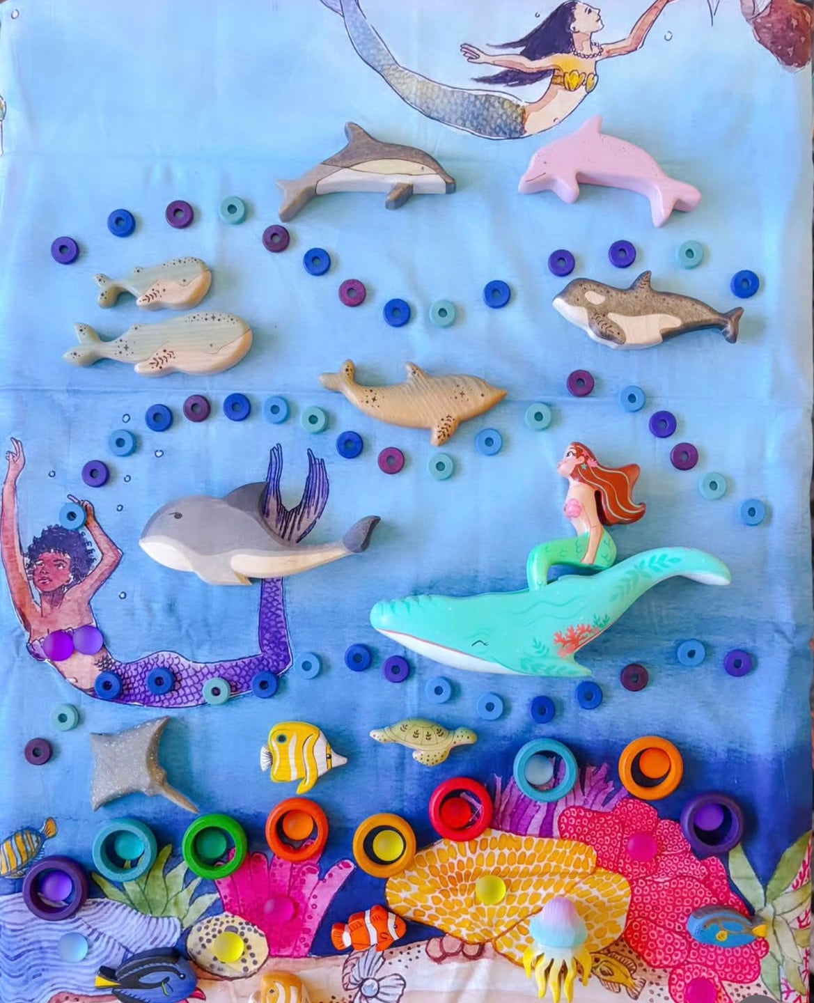 Wonderie - Tales of Mermaids Organic Cotton Play Cloth - 1m x 1m | | Wonderie Organic Play Cloths | Little Acorn to Mighty Oaks