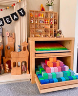 Grimm's Large Stepped Pyramid – 100 Rainbow Wooden Blocks | | Grimm's Spiel and Holz | Little Acorn to Mighty Oaks