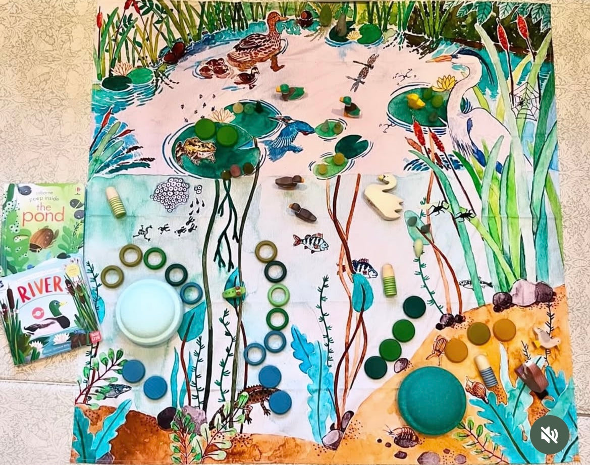 Wonderie - Down by the Pond Organic Cotton Play Cloth - 1m x 1m