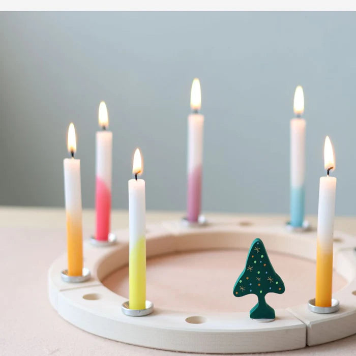 Grimm's 12 hand-dipped Celebration Candles in Rainbow Colours | | Grimm's Spiel and Holz | Little Acorn to Mighty Oaks