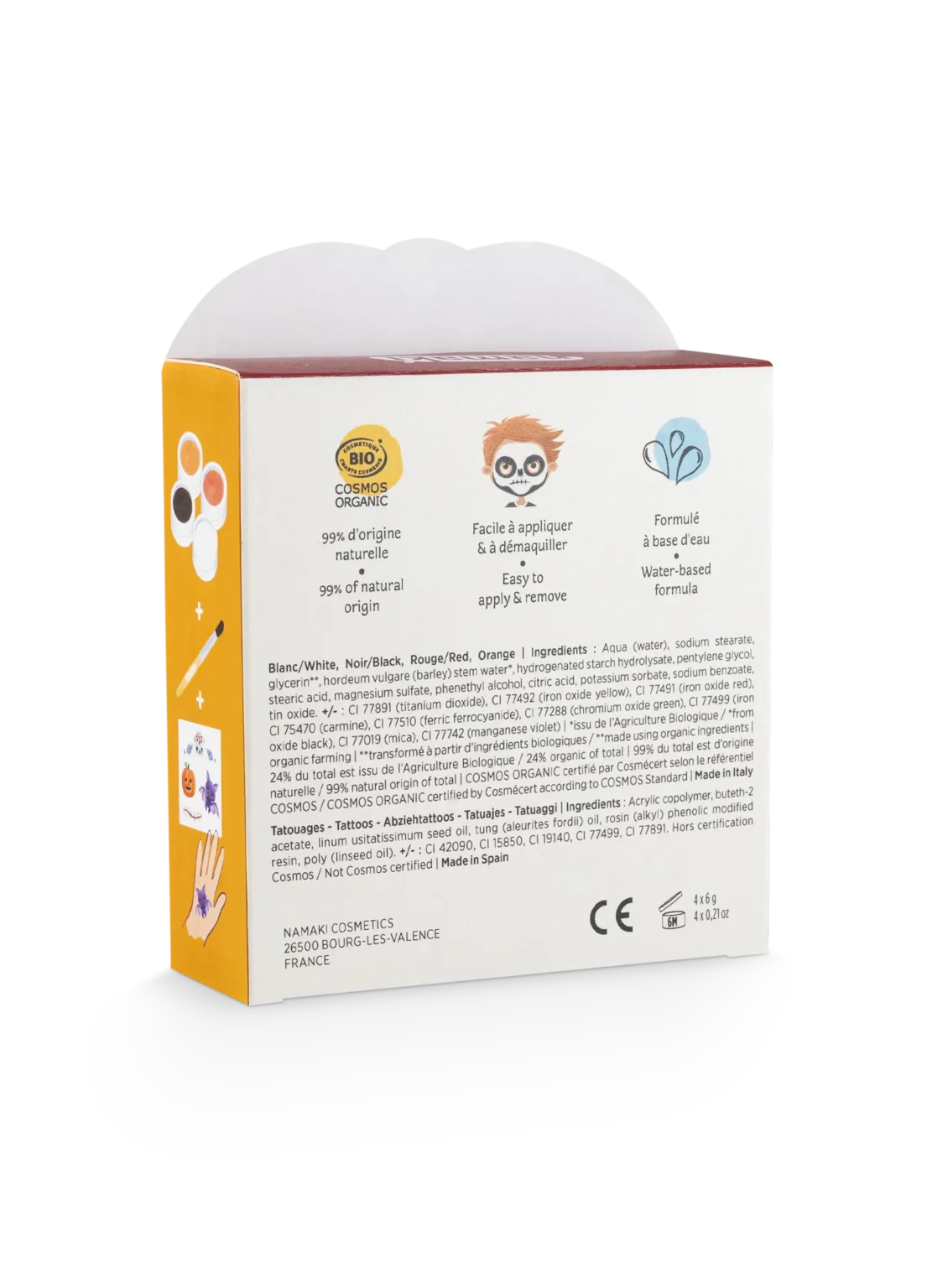 Namaki Organic Face Painting Kit - 4 colours - Halloween + Temporary Tattoos | | Namaki | Little Acorn to Mighty Oaks