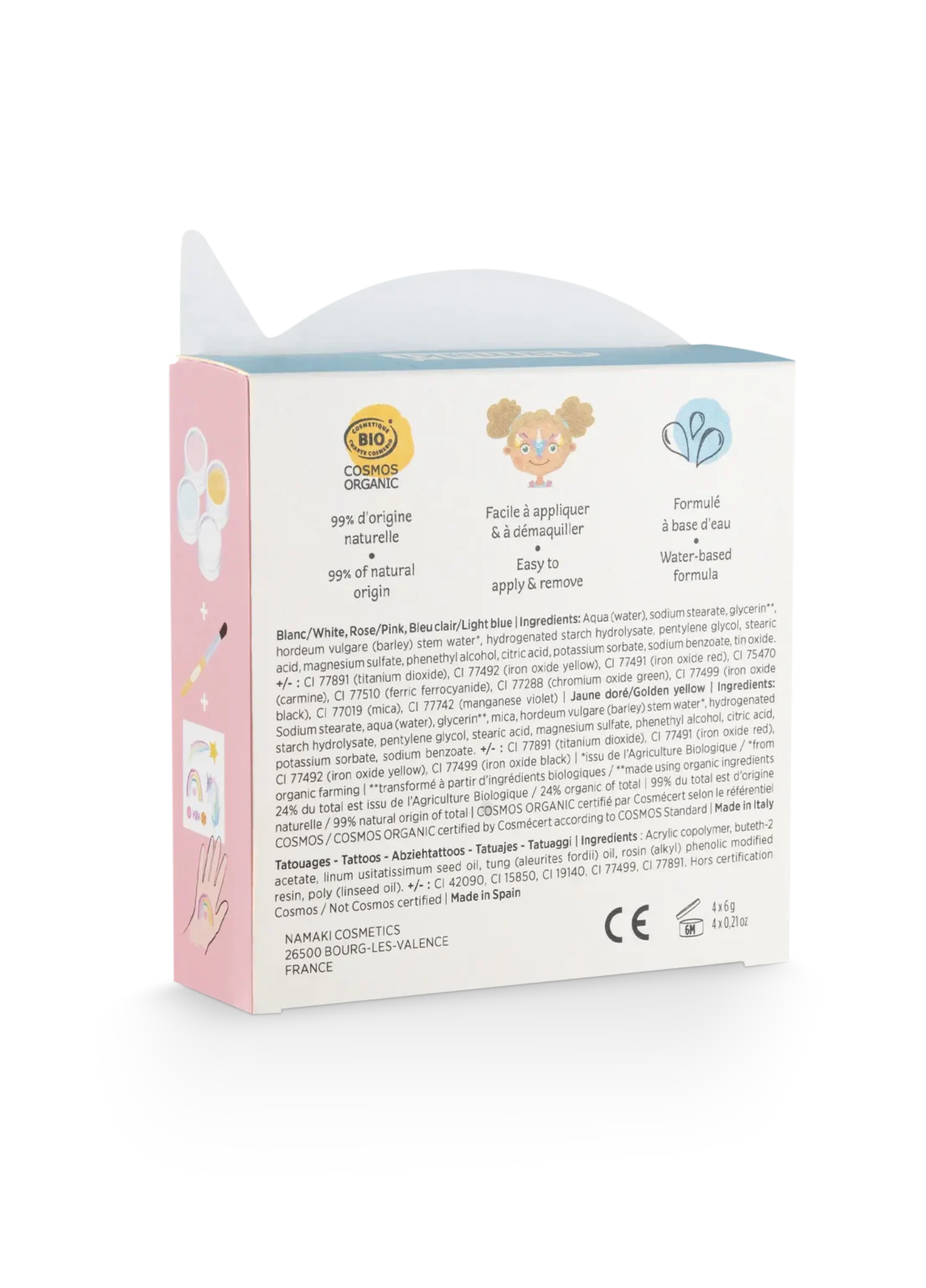 Namaki Organic Face Painting Kit - 4 colours - Unicorn + Temporary Tattoos | | Namaki | Little Acorn to Mighty Oaks