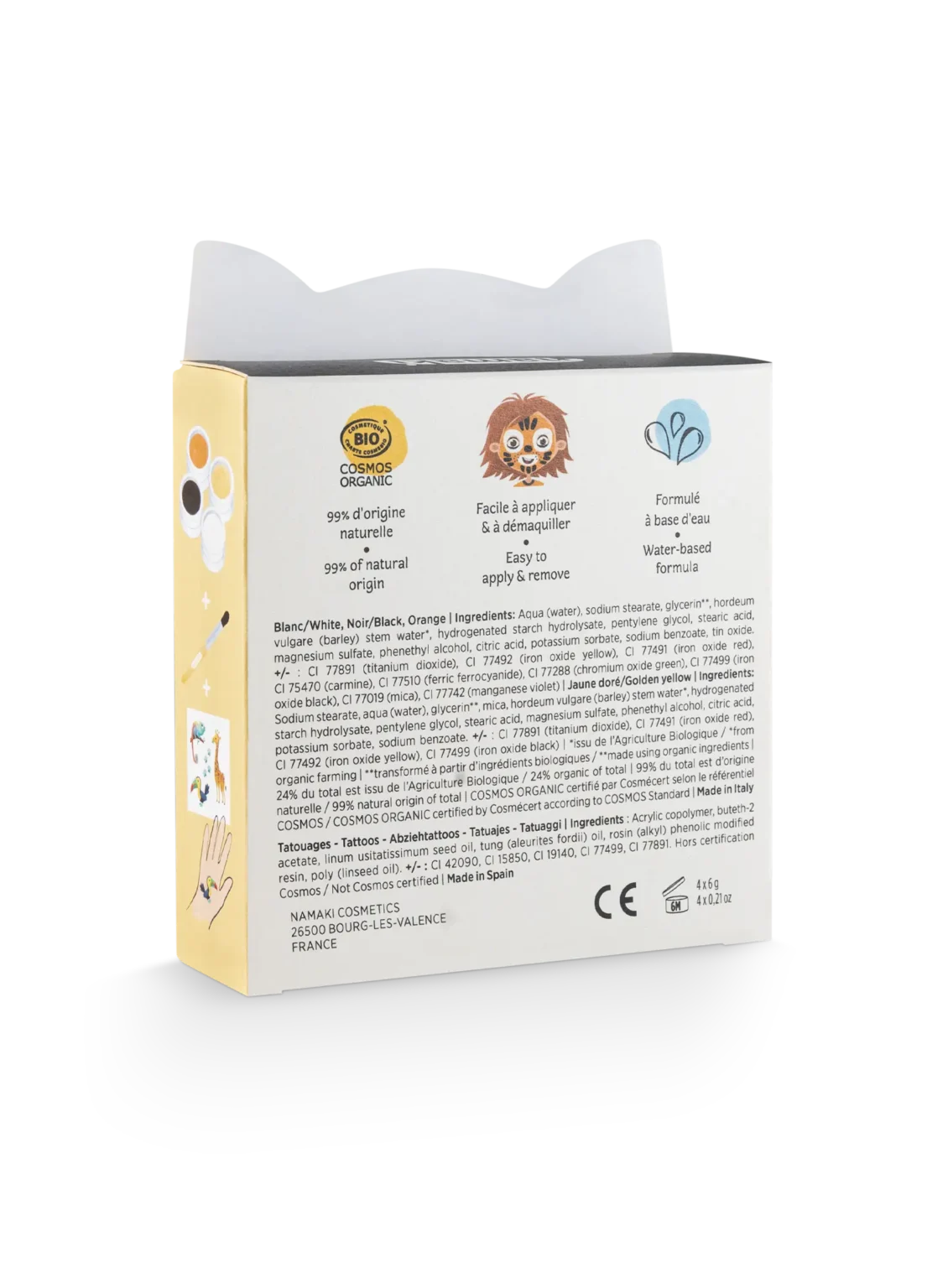 Namaki Organic Face Painting Kit - 4 colours - Animals + Temporary Tattoos | | Namaki | Little Acorn to Mighty Oaks