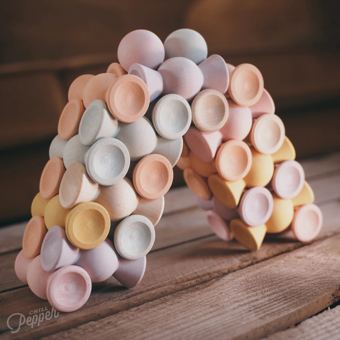 Chill Pepper Sweets Wooden Stacking Game Peachy Pastels (33 pcs) | | Chill Pepper | Little Acorn to Mighty Oaks