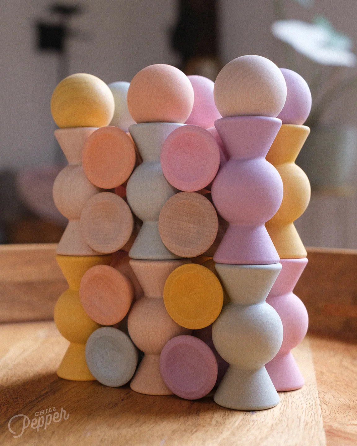 Chill Pepper Sweets Wooden Stacking Game Peachy Pastels (33 pcs) | | Chill Pepper | Little Acorn to Mighty Oaks
