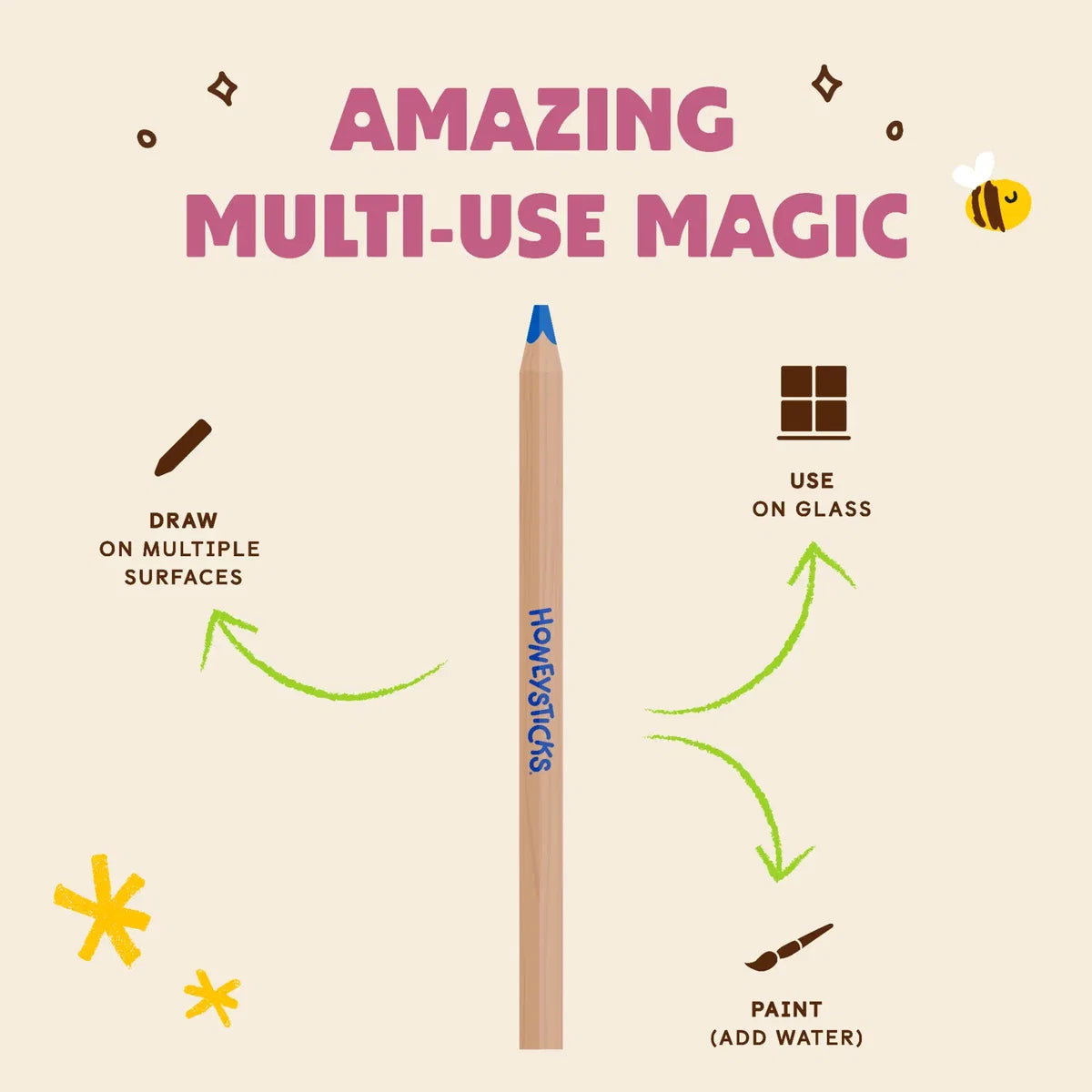 Honeysticks Magic 3-in-1 Beeswax Pencils Jumbo Triangles 12pk - Stage 3