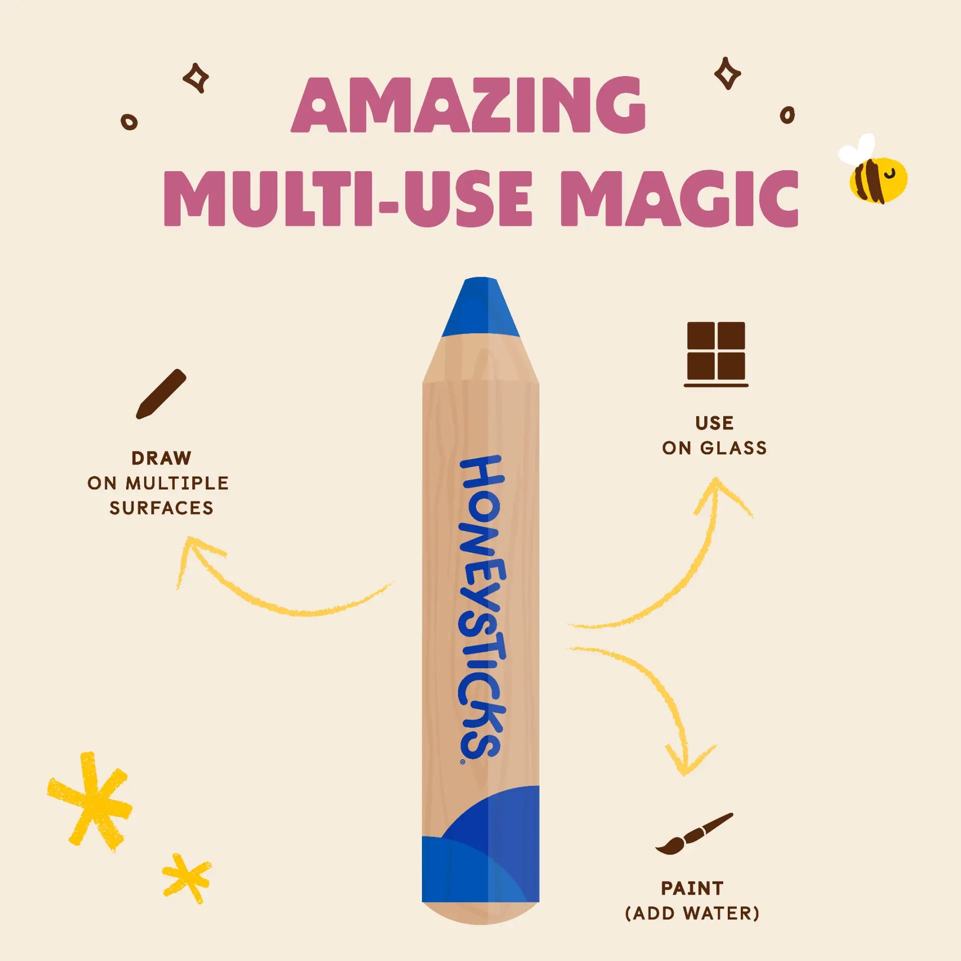 Honeysticks Magic 3-in-1 Beeswax Pencils - Little Learners 8pk - Stage 2 | | Honeysticks | Little Acorn to Mighty Oaks