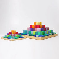 Grimm's Large Stepped Pyramid – 100 Rainbow Wooden Blocks | | Grimm's Spiel and Holz | Little Acorn to Mighty Oaks