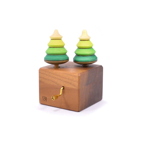 Mader Woodland Music Box with Spinning Tops - O Christmas Tree